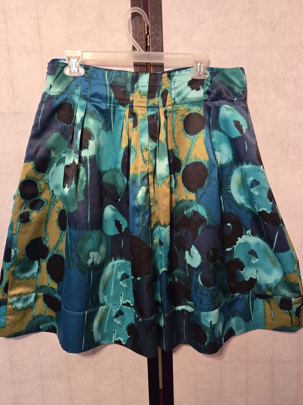 Worthington Teal & Navy Floral Circle Skirt